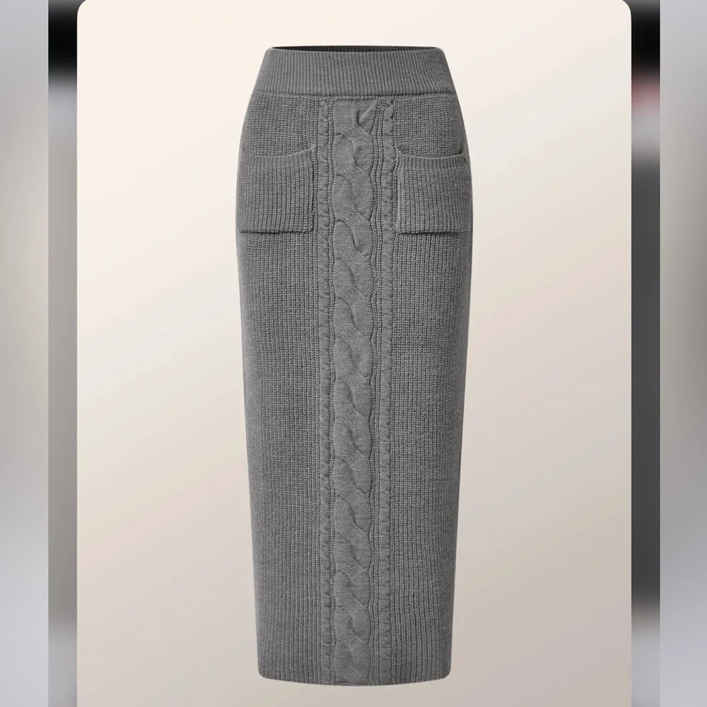 Plain High Waist Plain Sweater Skirt - Picture 6 of 10
